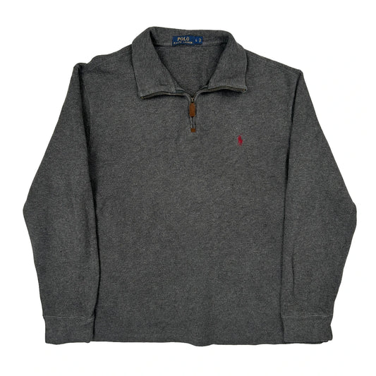 Vintage Polo By Ralph Lauren 1/4 Zip - Large Gray Cotton