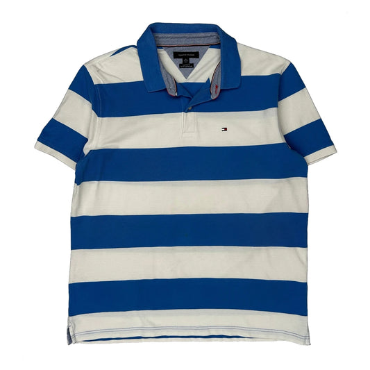 Tommy Hilfiger Striped Polo Shirt - XL Blue Cotton