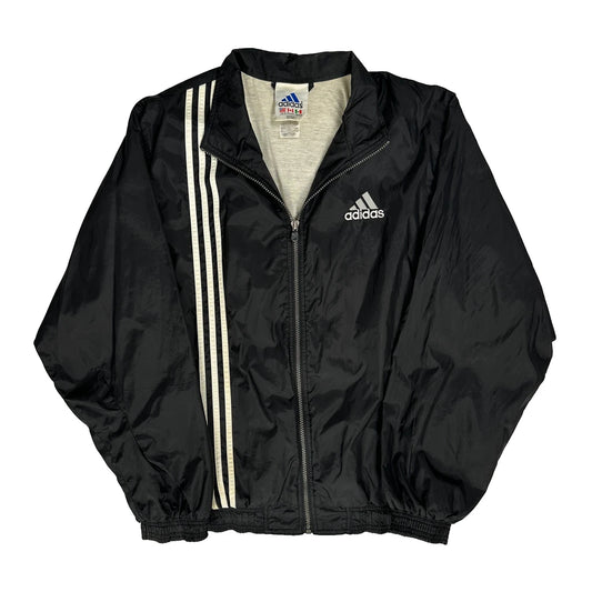 Adidas Striped Track Jacket - Medium Black Nylon