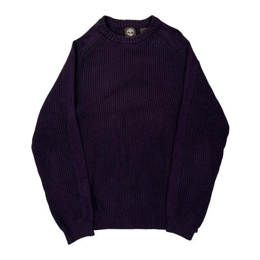 Timberland Ribbed Knit Jumper - Large Purple Cotton