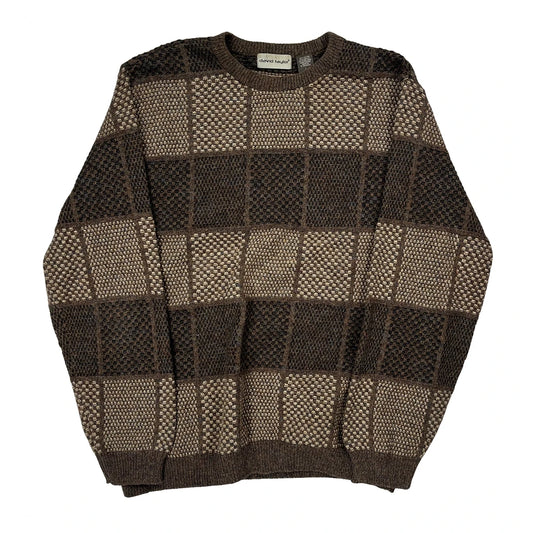 David Taylor Checked Top - Large Beige Acrylic