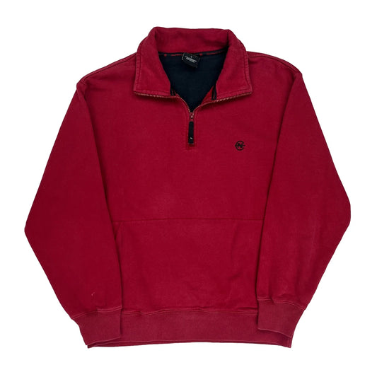 Nautica 1/4 Zip - Large Red Cotton Blend