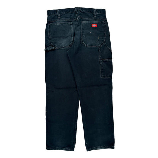 Dickies Double Knee Carpenter Trousers - 34W 31L Black Cotton