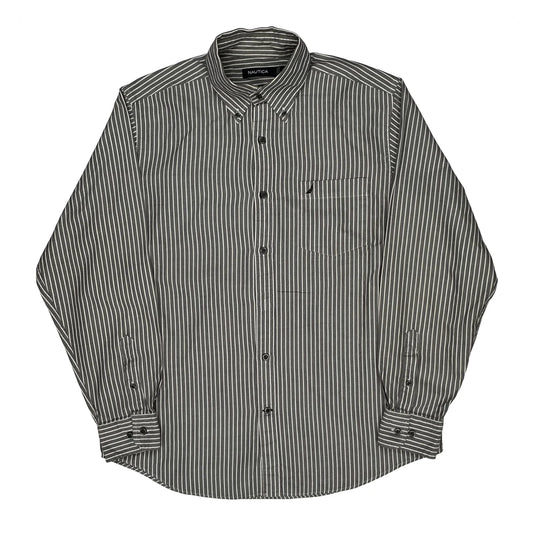 Nautica Striped Shirt - Medium Grey Cotton
