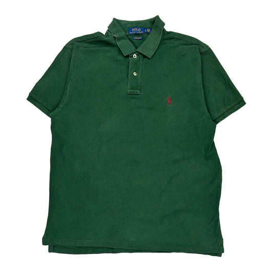Polo By Ralph Lauren Slim Fit Polo Shirt - Large Green Cotton