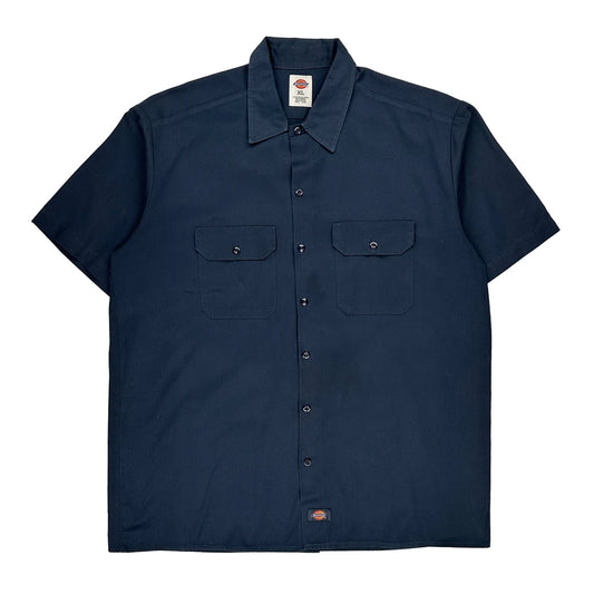 Dickies Short Sleeve Shirt - XL Navy Polyester Blend