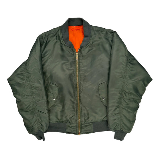 Reversible Alpha Industries Bomber Jacket - Large Orange Nylon