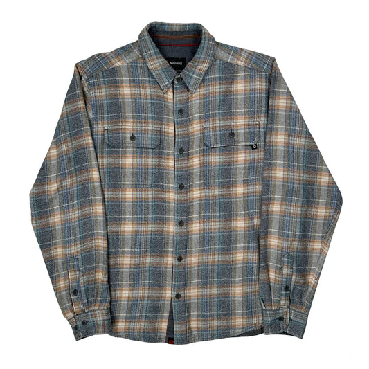 Vintage Marmot Checked Flannel Shirt - XL Blue Cotton