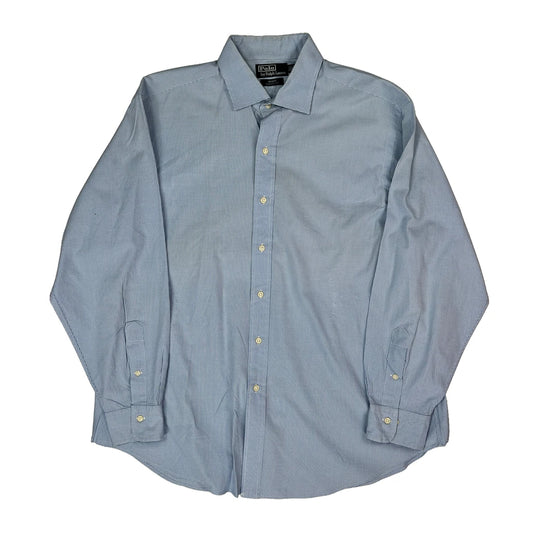 Regent Classic Fit Polo By Ralph Lauren Checked Shirt - XL Blue Cotton