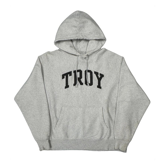 Reverse Weave Champion Spellout Hoodie - XL Grey Cotton