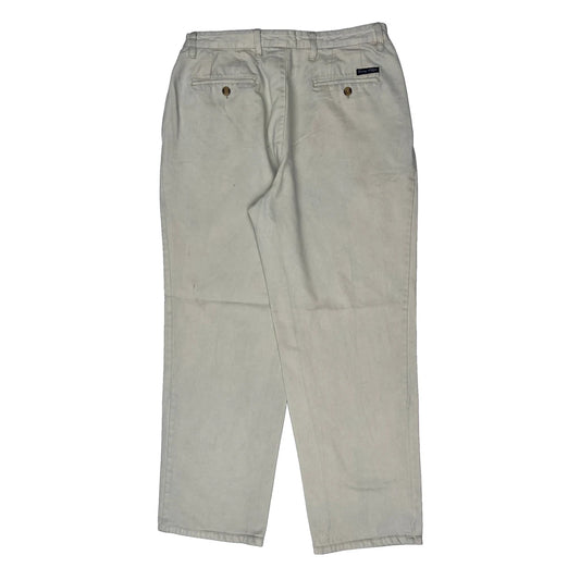90S Tommy Hilfiger Pleated Trousers - 32W 31L Beige Cotton
