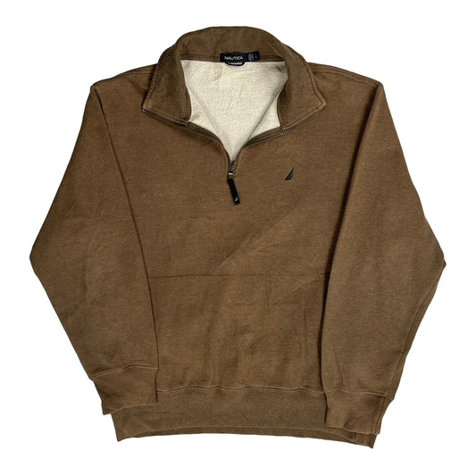 Vintage Nautica 1/4 Zip - Large Brown Cotton