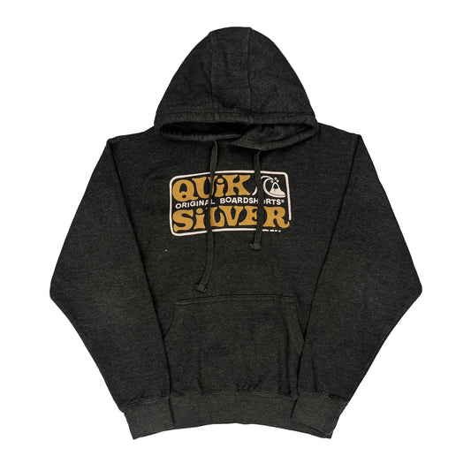 Quiksilver Graphic Hoodie - Small Grey Cotton Blend