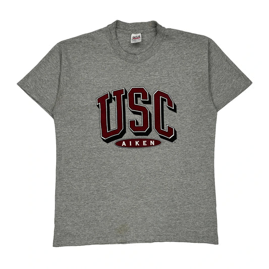 Made In USA Single Stitch USc Aiken Anvil College T-Shirt - Large Grey Cotton Blend