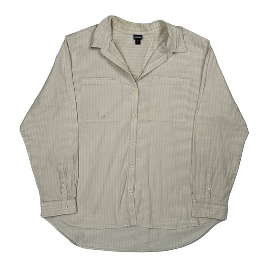Patagonia Striped Shirt - XL Beige Cotton