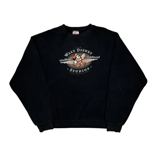 Made In USA Disney Graphic Sweatshirt - Medium Black Cotton Blend