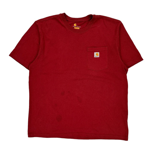 Carhartt T-Shirt - Large Red Cotton Blend