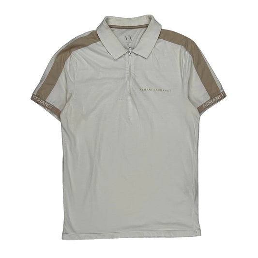 Armani Exchange Polo Shirt - Medium White Cotton