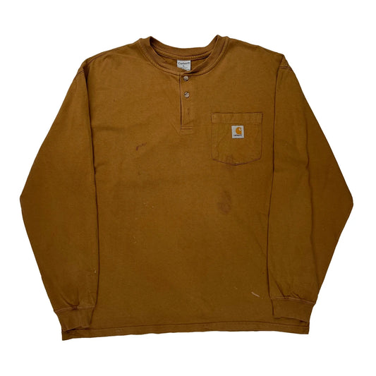 Carhartt Long Sleeve T-Shirt - Large Brown Cotton