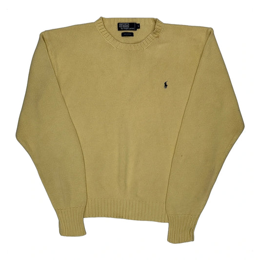 Polo By Ralph Lauren Chunky Knit Jumper - Large Yellow Cotton