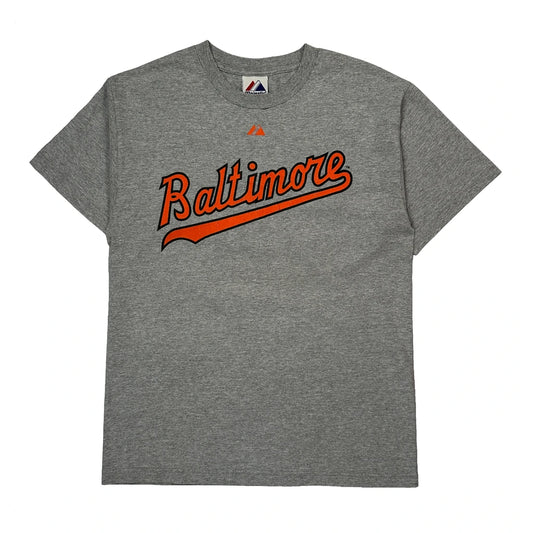 Baltimore Majestic Mlb T-Shirt - Medium Grey Cotton