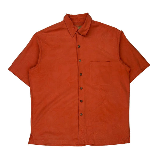 Caribbean Hawaiian Shirt - Large Orange Silk Blend