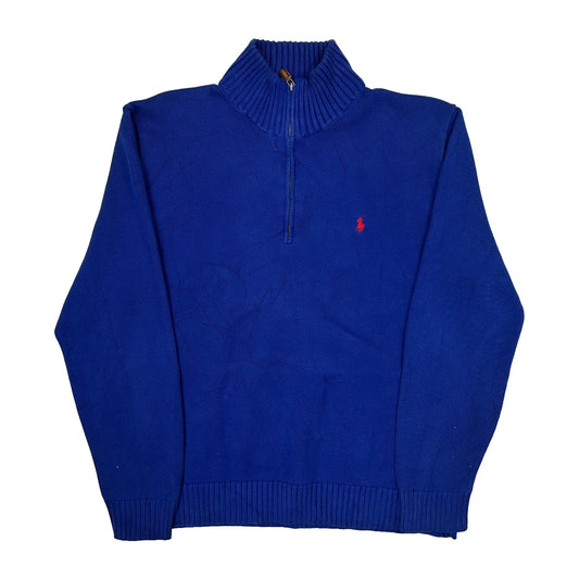 Vintage Polo By Ralph Lauren 1/4 Zip - XL Blue Cotton