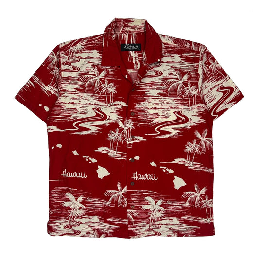 Favant Graphic Hawaiian Shirt - Large Red Cotton