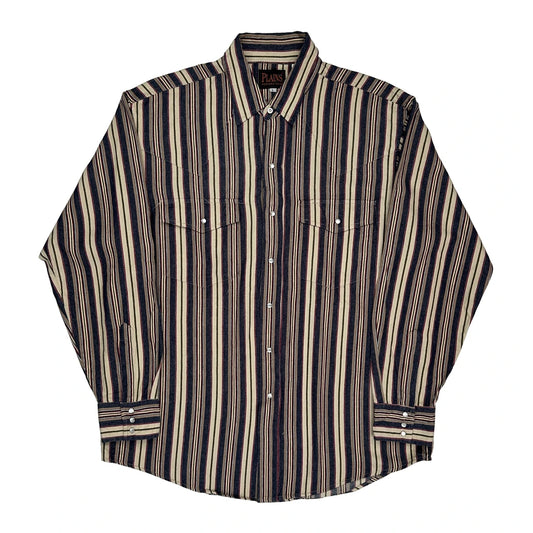 Western Wear Striped Shirt - Large Multicoloured Cotton