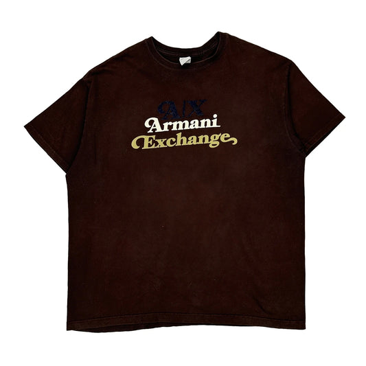 Armani Exchange Spellout T-Shirt - XL Brown Cotton