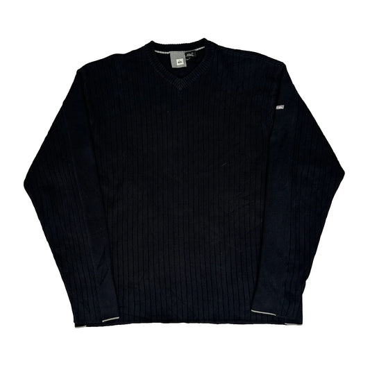 Quiksilver Striped Jumper - XL Black Acrylic Blend