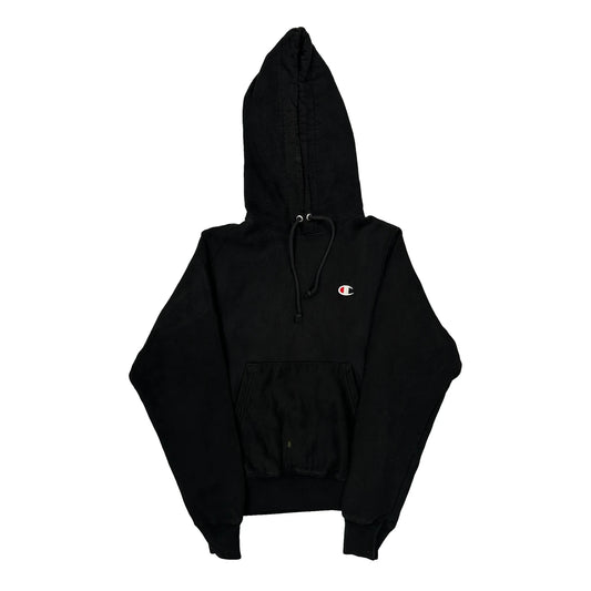 Vintage Reverse Weave Champion Hoodie - XS Black Cotton