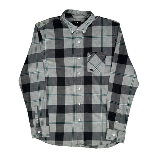 Oakley Checked Flannel Shirt - Large Grey Cotton