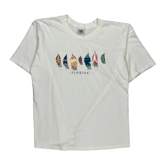 Florida Crazy Shirt Graphic T-Shirt - Large White Cotton