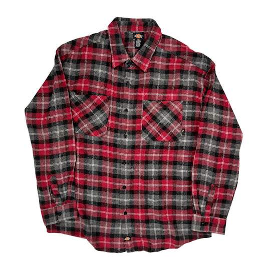 Dickies Checked Flannel Shirt - 2XL Black Cotton