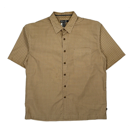 Rei Checked Short Sleeve Shirt - Large Beige Cotton
