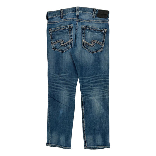 Silver Contrast Stitch Jeans - 34W 27L Light Wash Cotton