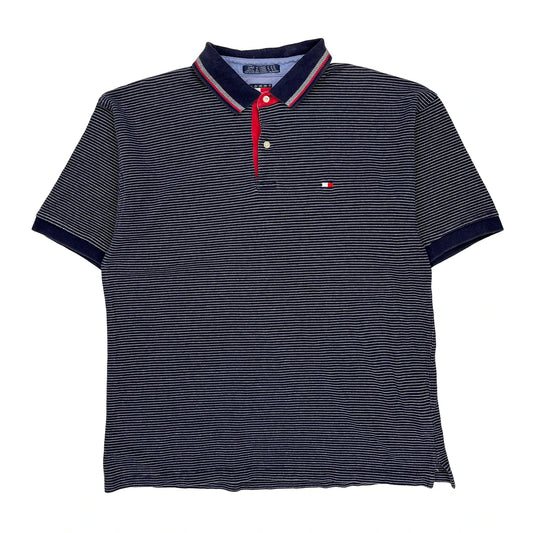 Tommy Hilfiger Striped Polo Shirt - XL Red Cotton