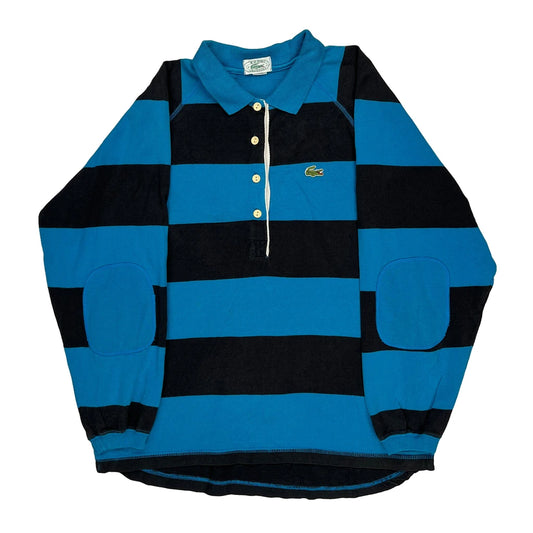 Lacoste Striped Rugby Shirt - Medium Black Cotton
