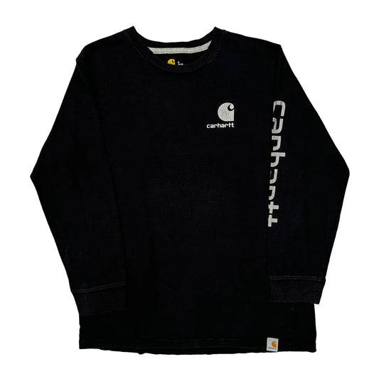 Age 14-16 Carhartt Spellout Long Sleeve T-Shirt - Large Black Cotton