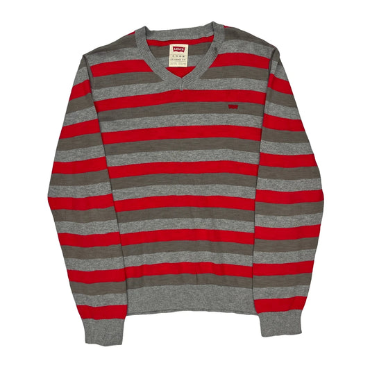 Levis Striped Jumper - XL Grey Cotton