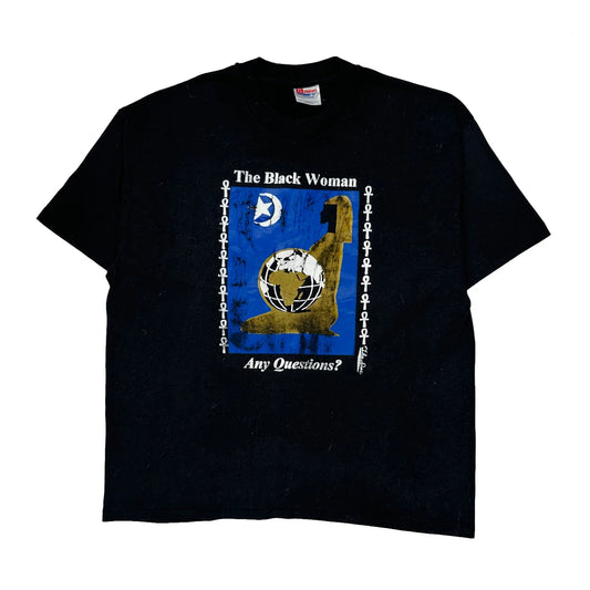 Hanes Single Stitch T-Shirt - XL Black Cotton Blend