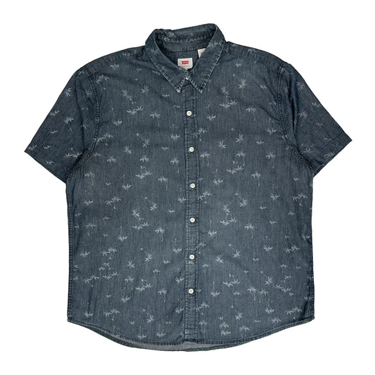 Levis Floral Short Sleeve Shirt - XL Blue Denim