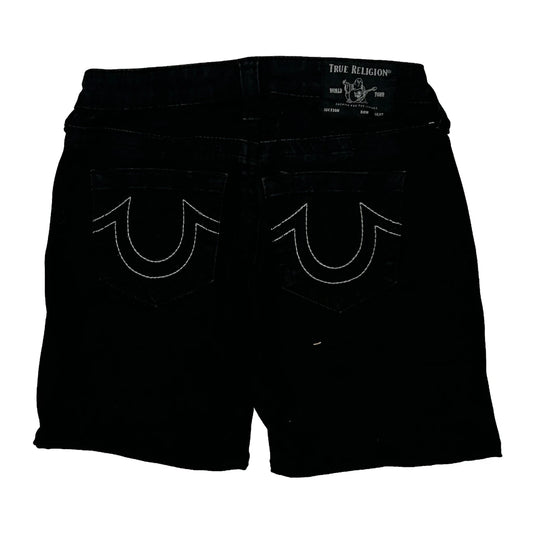 True Religion Skinny Denim Shorts - 28W US 2 Black Cotton Blend