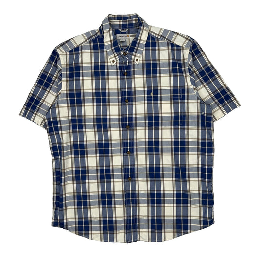 Carhartt Checked Short Sleeve Shirt - XL Blue Cotton