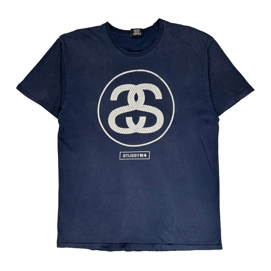 Stussy Graphic T-Shirt - Large Navy Cotton