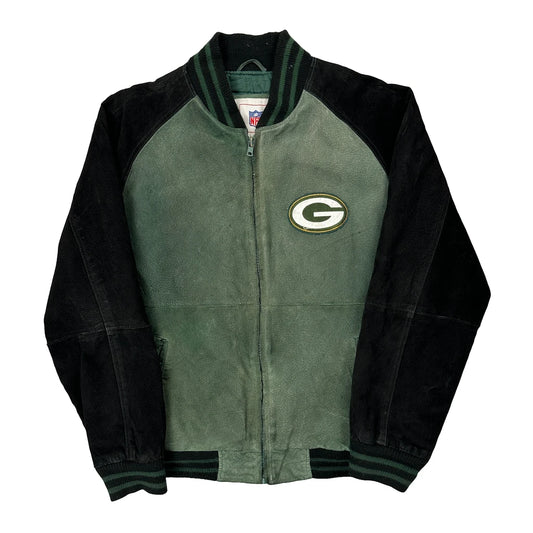 Green Bay Packers Nfl Football Bomber Jacket - Medium Green Suede