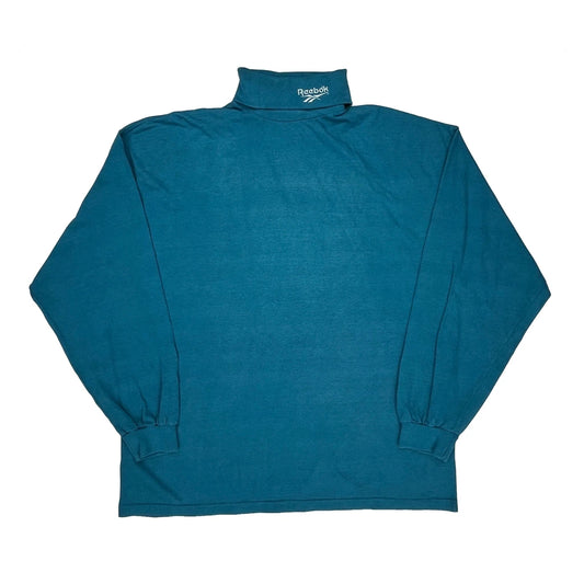 Reebok Long Sleeve T-Shirt - Large Blue Cotton