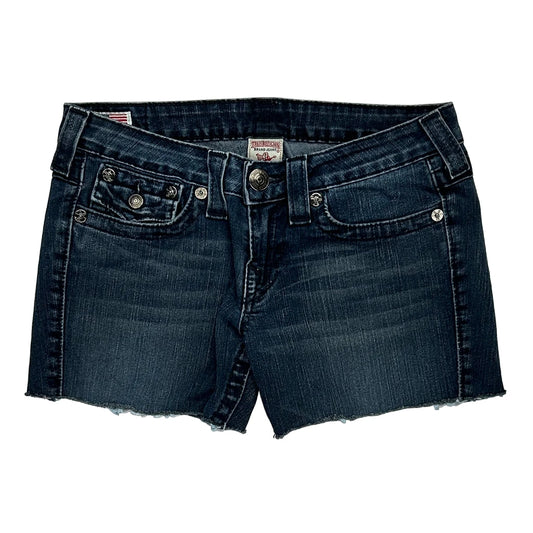 True Religion Mini Denim Shorts - 32W UK 10 Dark Wash Denim