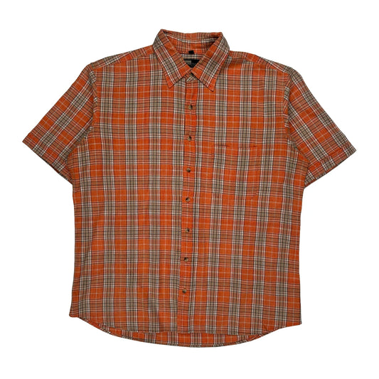 Fashion Report Checked Short Sleeve Shirt - XL Orange Cotton